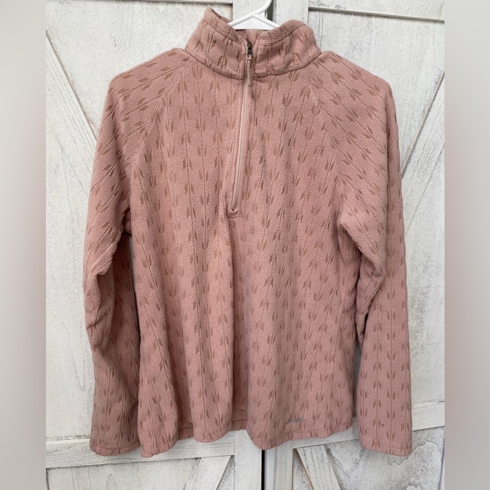 Eddie Bauer Women’s Pull Over Fleece Jacket Long Sleeve Size L Pink